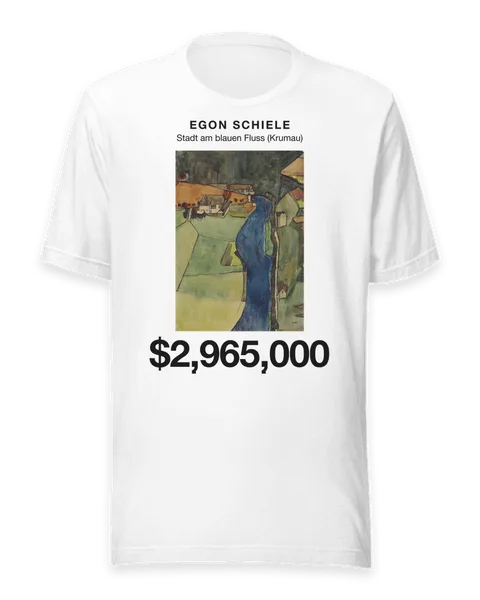 Stadt am blauen Fluss (Krumau) by Egon Schiele, on a white t-shirt