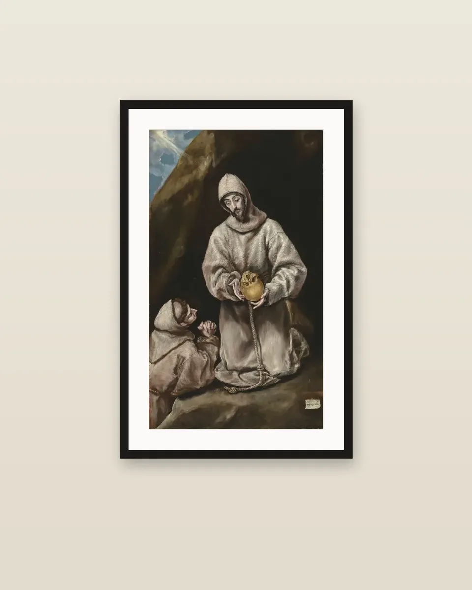 Saint Francis and Brother Leo in Meditation by El Greco, framed