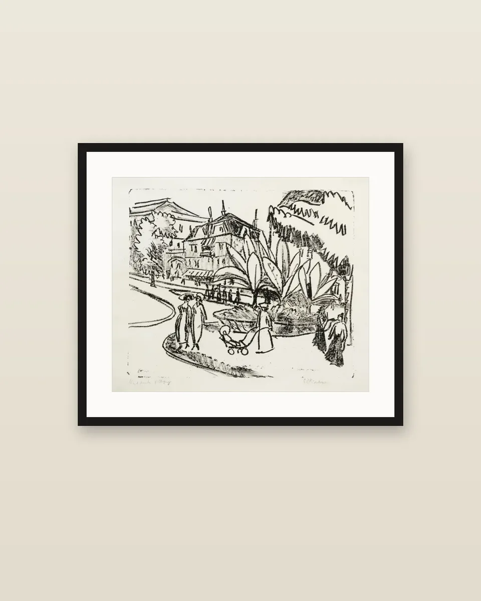 Das Boskett: Albertplatz in Dresden by Ernst Ludwig Kirchner, framed