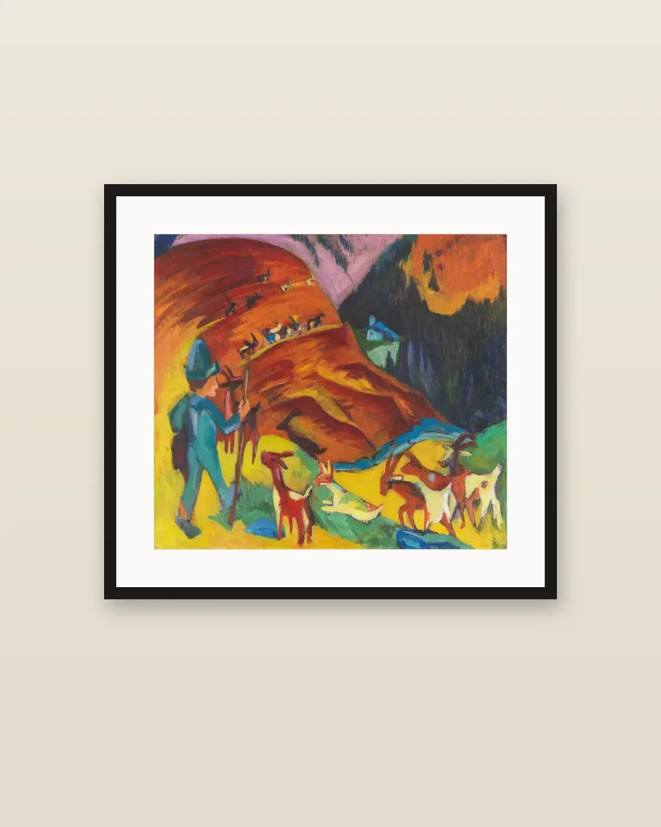 Heimkehrende Ziegenherde by Ernst Ludwig Kirchner, framed