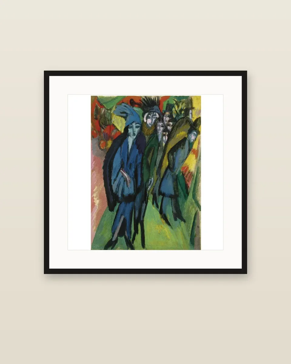 Kopf Gräf (verso); Strassenszene (recto) by Ernst Ludwig Kirchner, framed