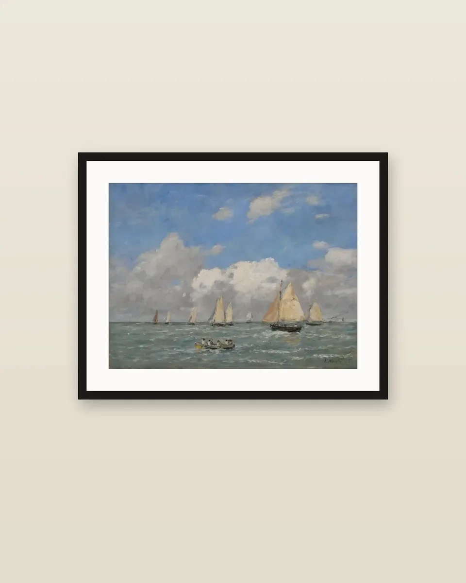Deauville, les courses by Eugène Boudin, framed