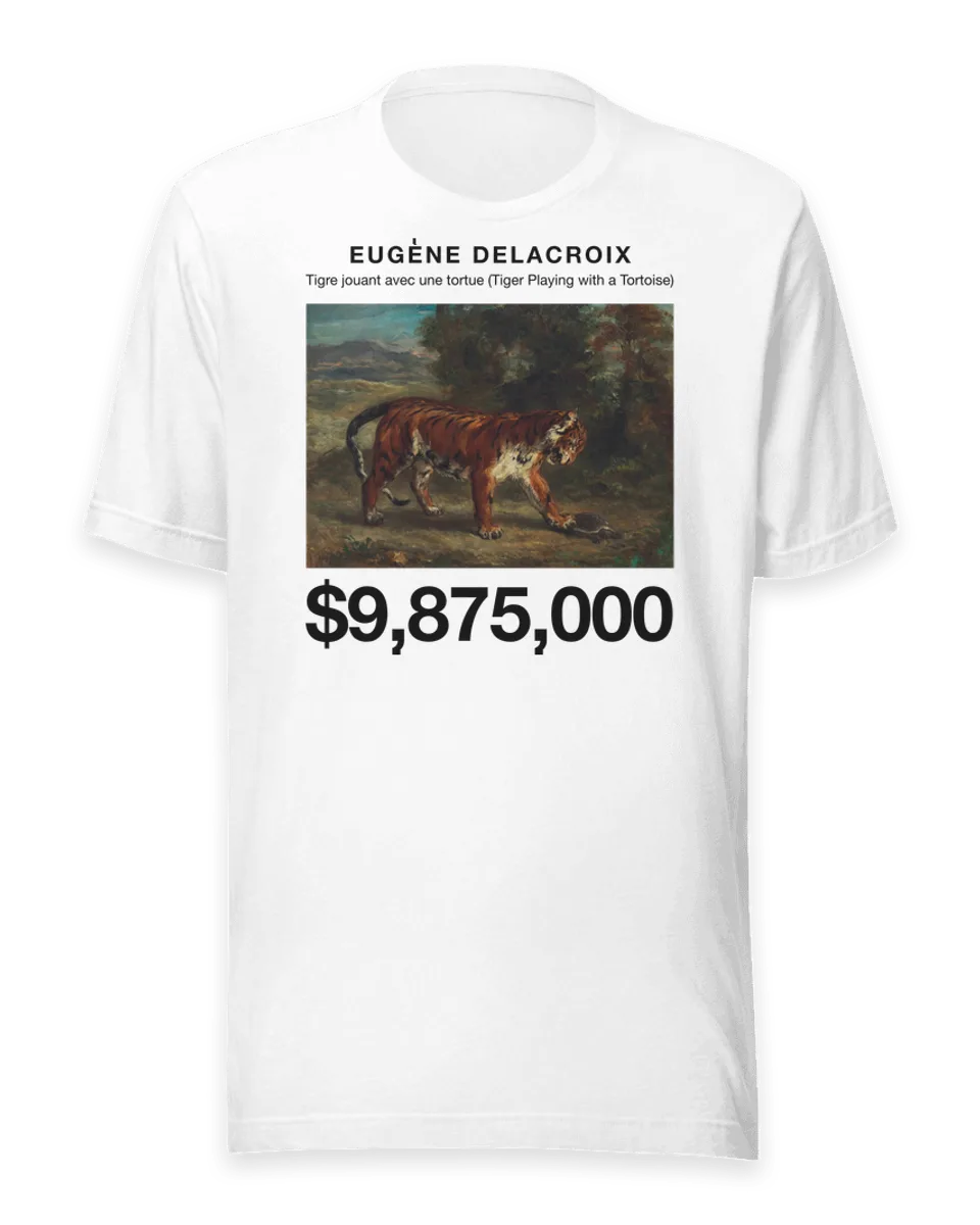 T-shirt: Tigre jouant avec une tortue (Tiger Playing with a Tortoise) by Eugène Delacroix