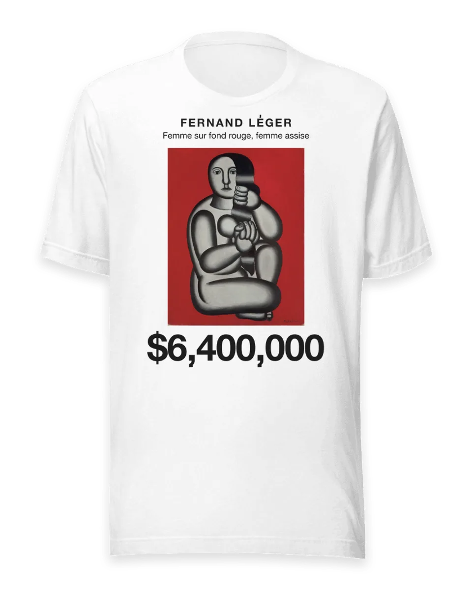 T-shirt: Femme sur fond rouge, femme assise by Fernand Léger