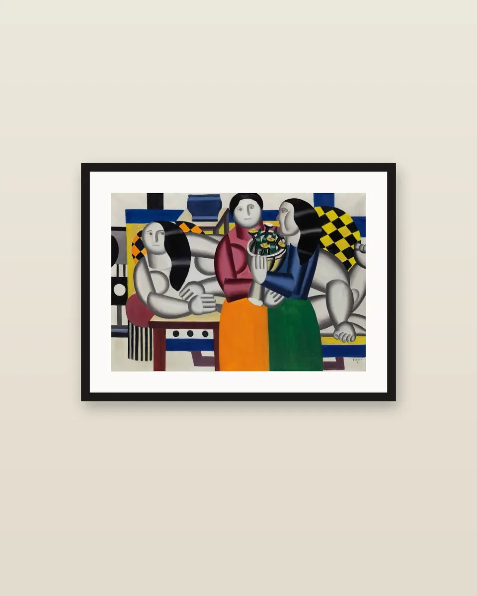 Les trois femmes au bouquet by Fernand Léger, framed