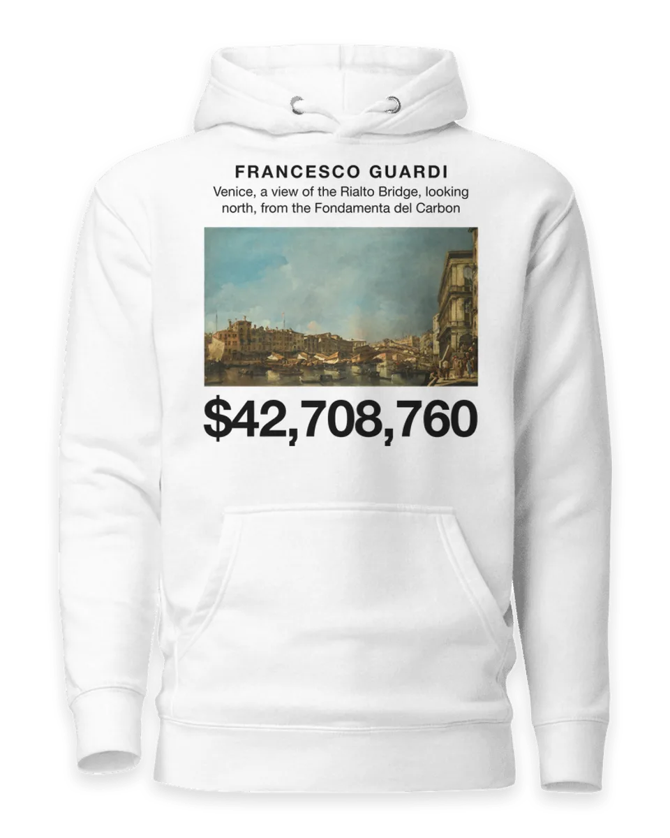 Hoodie: Venice, a view of the Rialto Bridge, looking north, from the Fondamenta del Carbon by Francesco Guardi