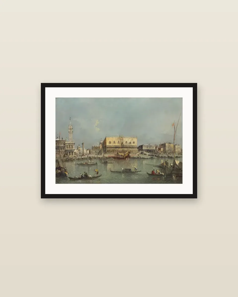 Venice, the Bacino di San Marco with the Piazzetta and the Doge's Palace by Francesco Guardi, framed