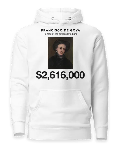 Portrait of the actress Rita Luna by Francisco de Goya, on a white hoodie