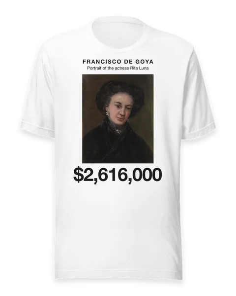 Portrait of the actress Rita Luna by Francisco de Goya, on a white t-shirt