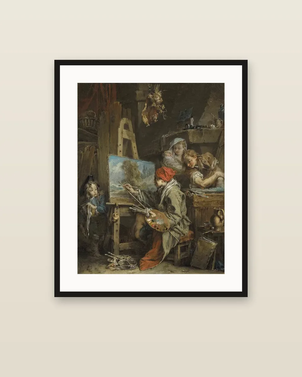 The Landscape Painter by François Boucher, framed