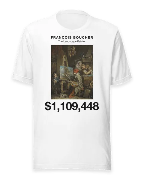 The Landscape Painter by François Boucher, on a white t-shirt