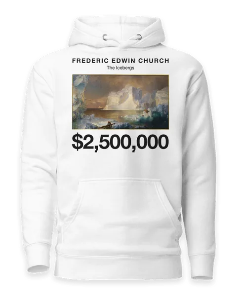 The Icebergs by Frederic Edwin Church, on a white hoodie