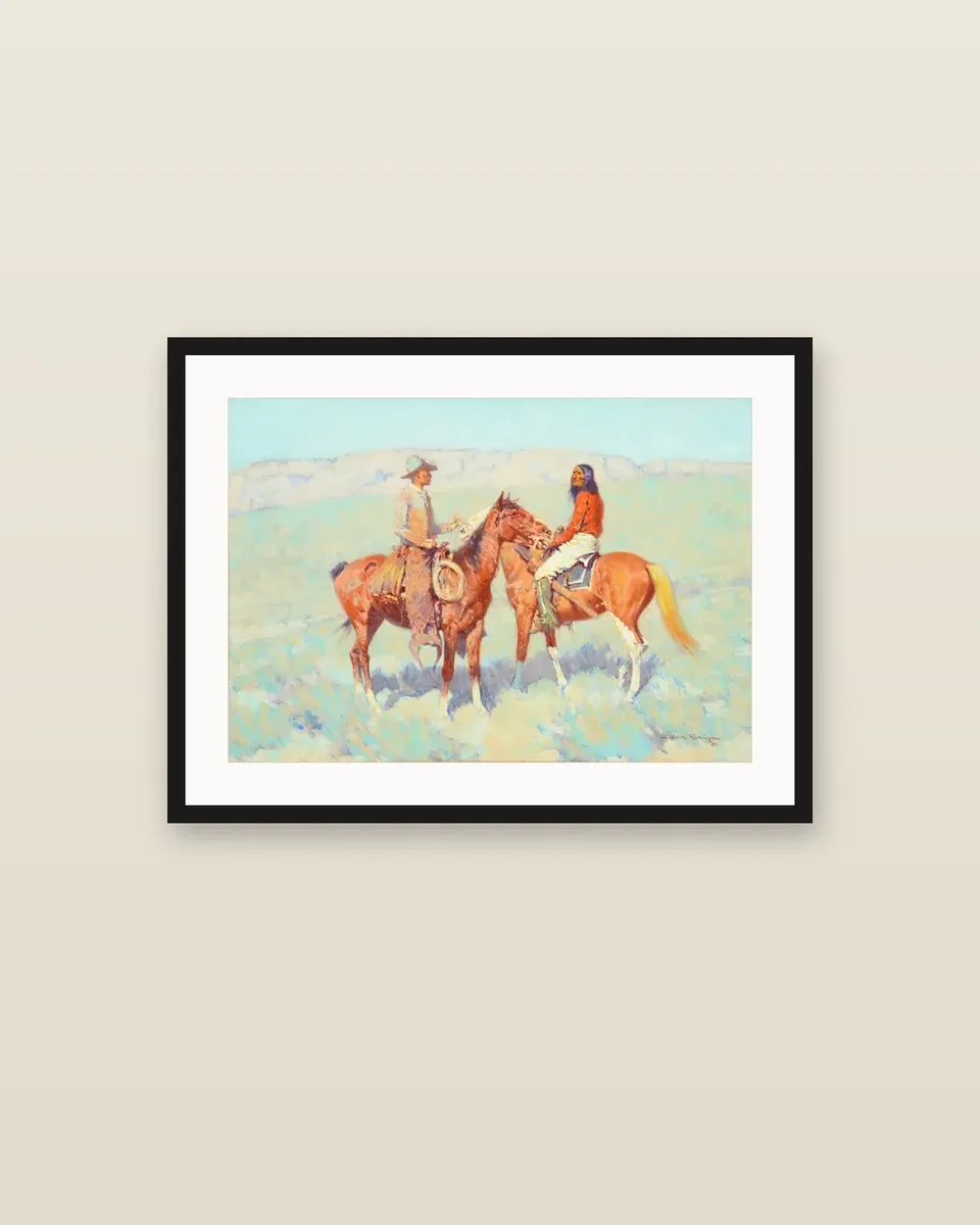 Casuals on the Range by Frederic Remington, framed