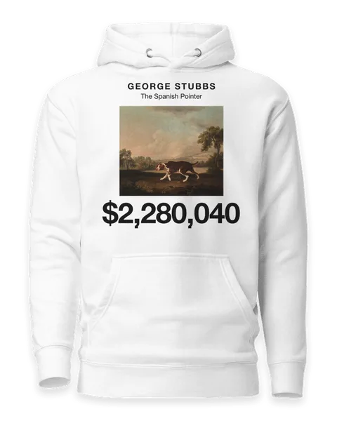 The Spanish Pointer by George Stubbs, on a white hoodie