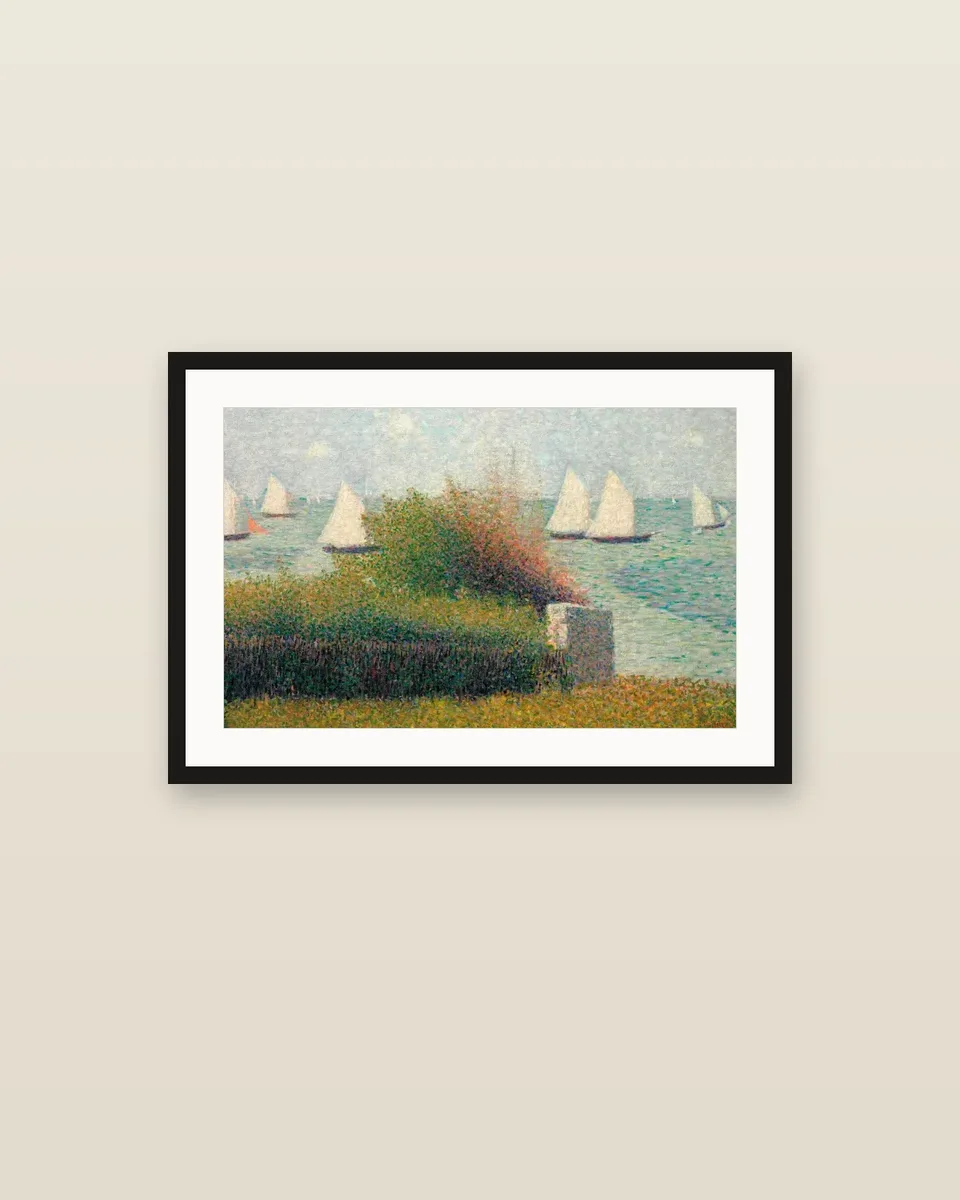 La rade de Grandcamp (Le port de Grandcamp) by Georges Seurat, framed