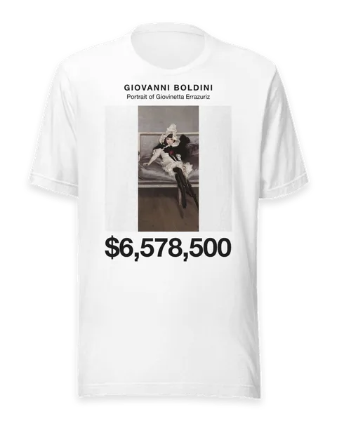Portrait of Giovinetta Errazuriz by Giovanni Boldini, on a white t-shirt
