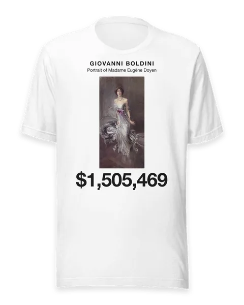 Portrait of Madame Eugène Doyen by Giovanni Boldini, on a white t-shirt