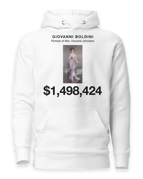 Portrait of Mrs. Howard-Johnston by Giovanni Boldini, on a white hoodie