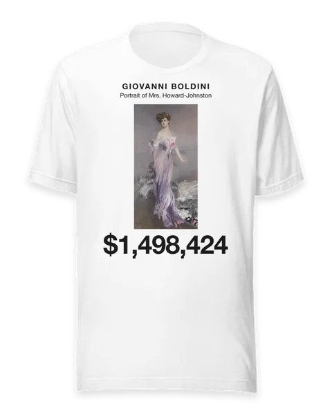 Portrait of Mrs. Howard-Johnston by Giovanni Boldini, on a white t-shirt