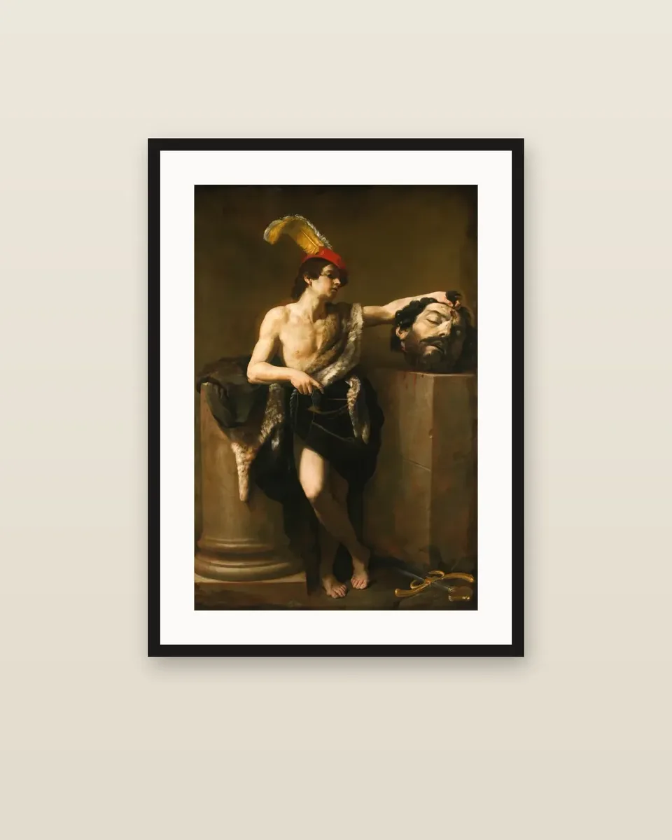 David with the head of Goliath (c.1620 version) by Guido Reni, framed
