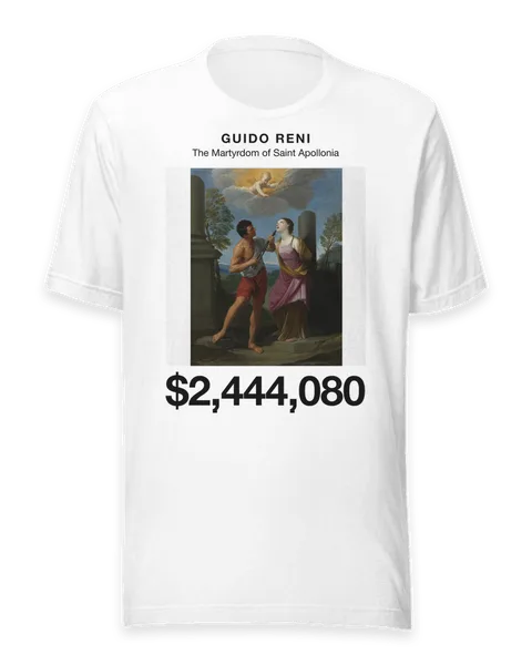 The Martyrdom of Saint Apollonia by Guido Reni, on a white t-shirt