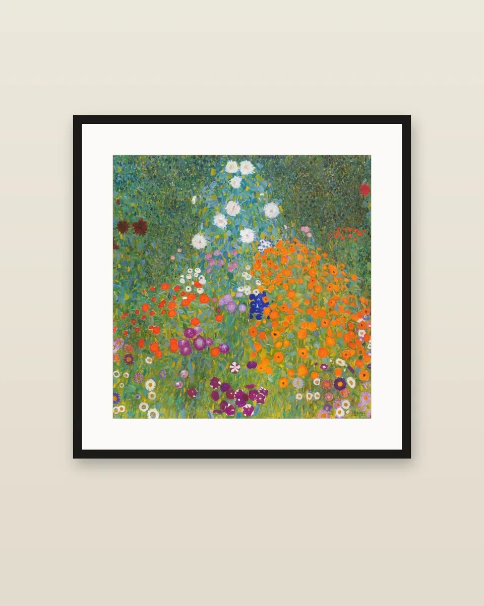 Bauerngarten (Flower Garden) by Gustav Klimt, framed