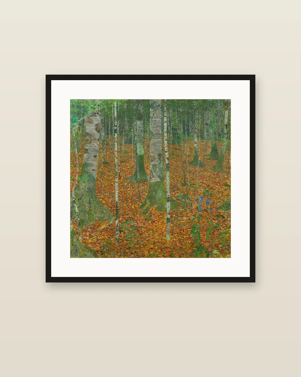 Birch Forest by Gustav Klimt, framed