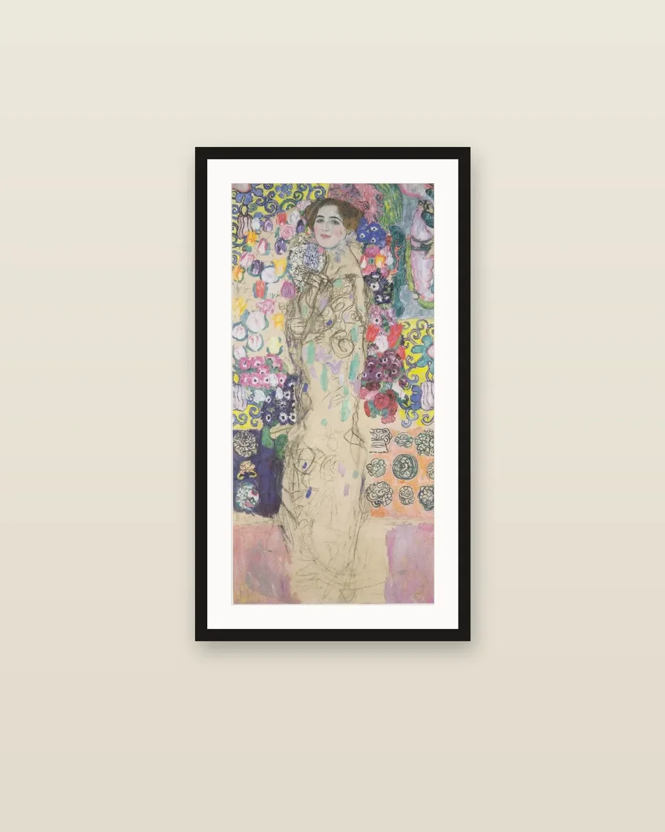 Frauenbildnis (Bildnis Ria Munk III) by Gustav Klimt, framed