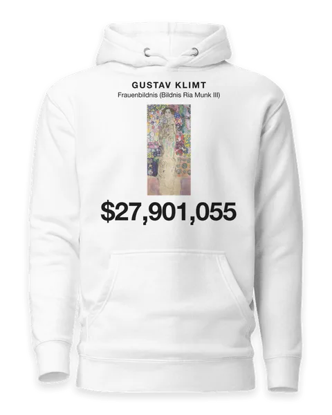 Frauenbildnis (Bildnis Ria Munk III) by Gustav Klimt, on a white hoodie