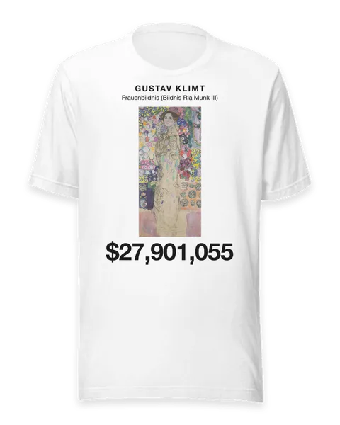 Frauenbildnis (Bildnis Ria Munk III) by Gustav Klimt, on a white t-shirt