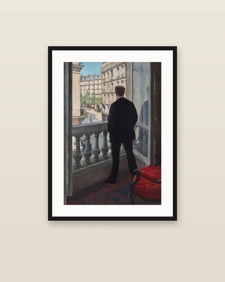 Jeune homme à sa fenêtre by Gustave Caillebotte, framed