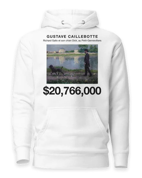 Richard Gallo et son chien Dick, au Petit-Gennevilliers by Gustave Caillebotte, on a white hoodie