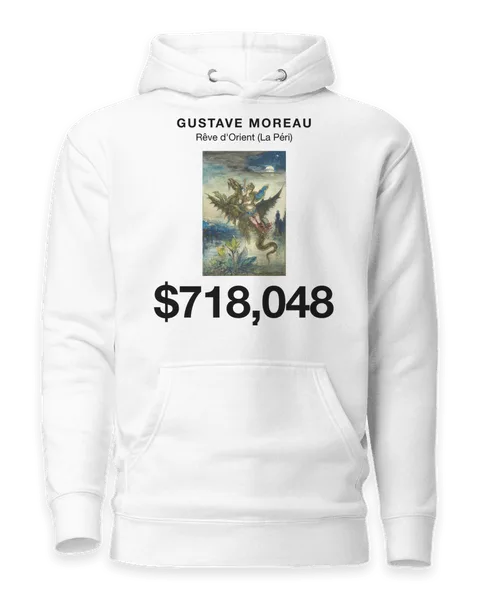 Rêve d'Orient (La Péri) by Gustave Moreau, on a white hoodie