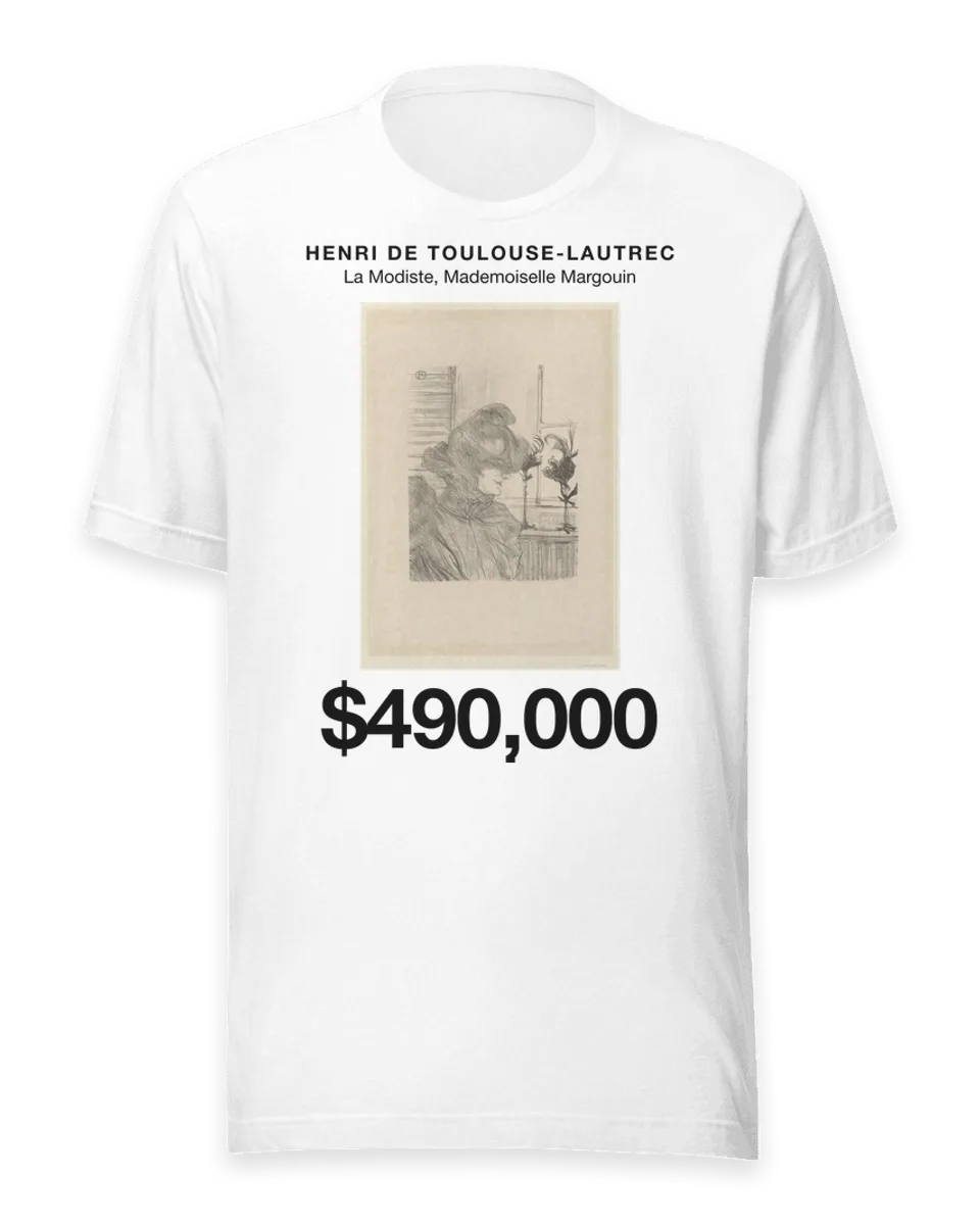 T-shirt: La Modiste, Mademoiselle Margouin by Henri de Toulouse-Lautrec