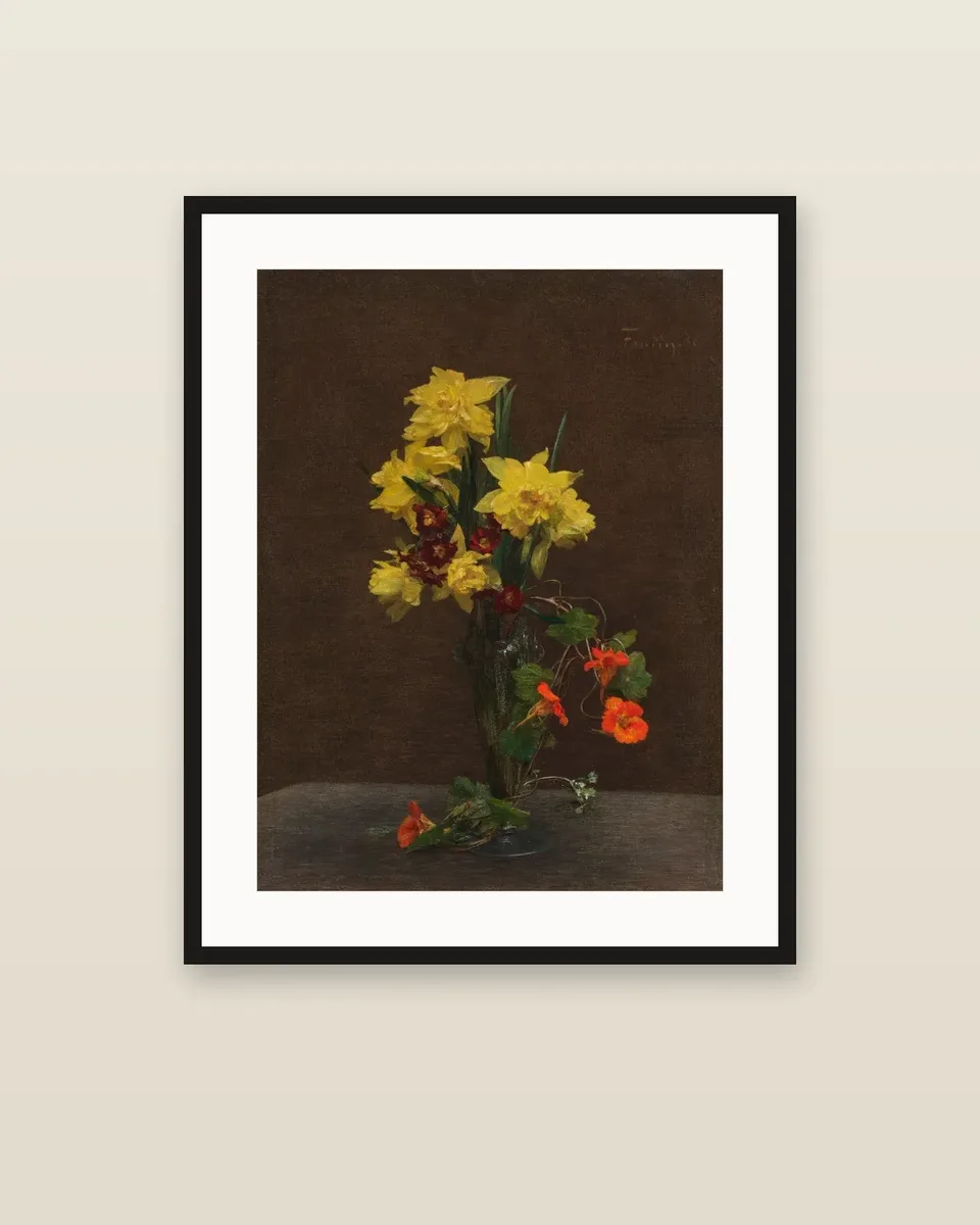 Jonquilles et capucines by Henri Fantin-Latour, framed