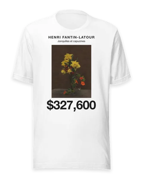 Jonquilles et capucines by Henri Fantin-Latour, on a white t-shirt