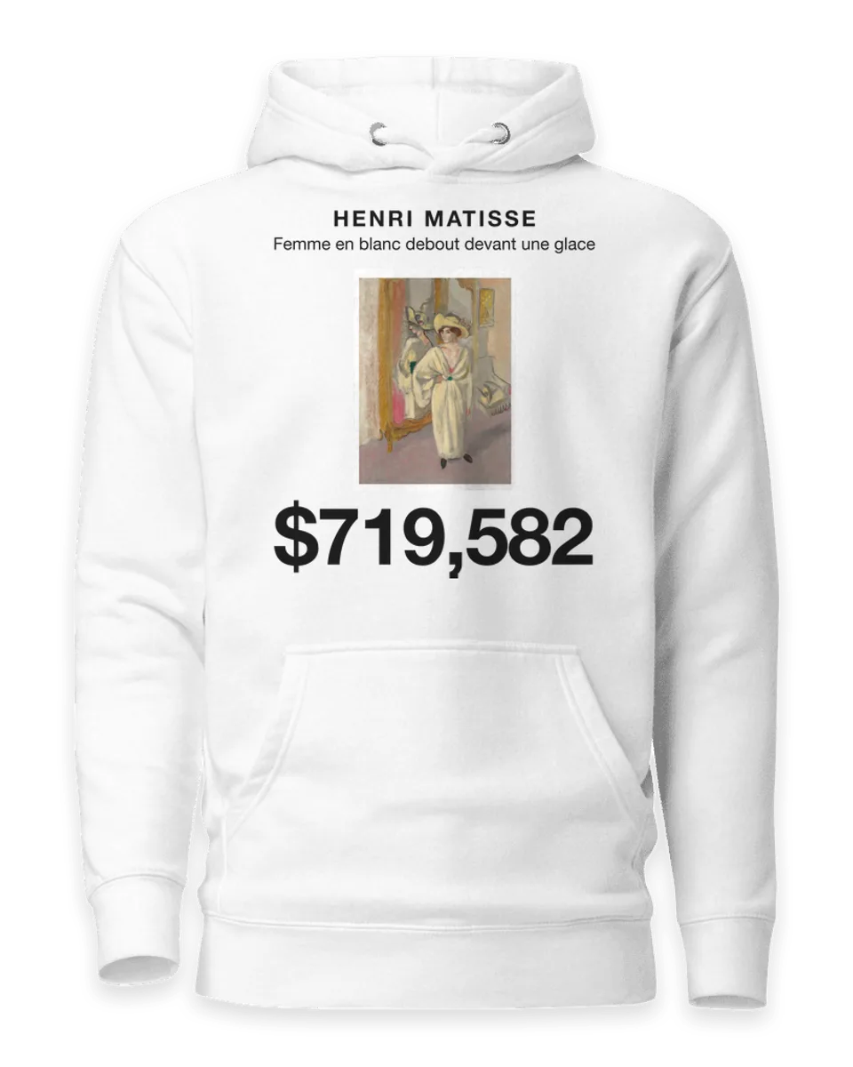 Hoodie: Femme en blanc debout devant une glace by Henri Matisse