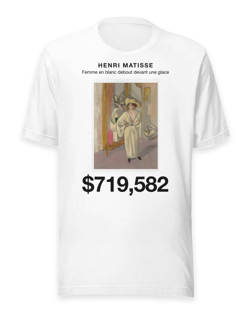 T-shirt: Femme en blanc debout devant une glace by Henri Matisse