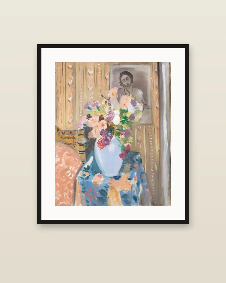 Fleurs devant un portrait by Henri Matisse, framed