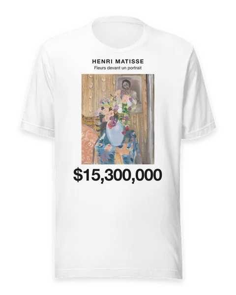 Fleurs devant un portrait by Henri Matisse, on a white t-shirt