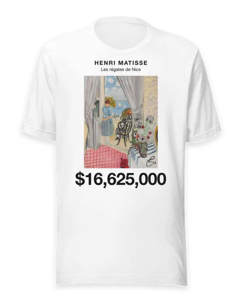 Les régates de Nice by Henri Matisse, on a white t-shirt