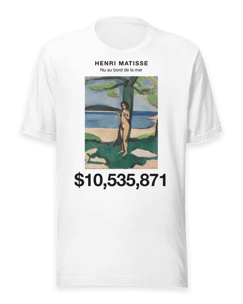 Nu au bord de la mer by Henri Matisse, on a white t-shirt