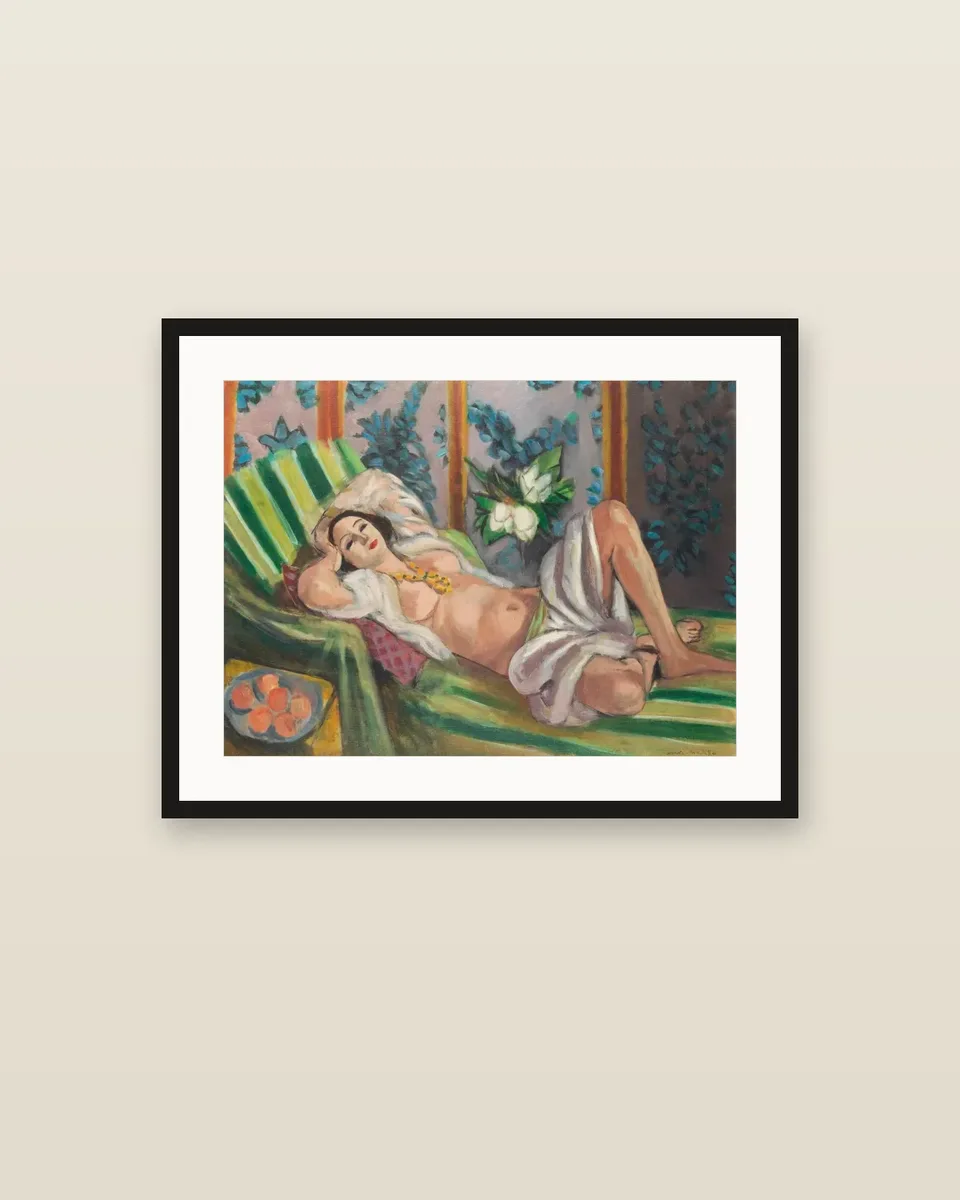 Odalisque couchée aux magnolias by Henri Matisse, framed