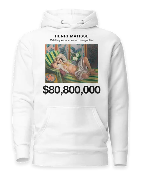 Odalisque couchée aux magnolias by Henri Matisse, on a white hoodie