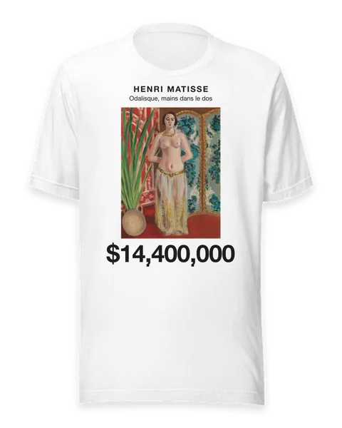 Odalisque, mains dans le dos by Henri Matisse, on a white t-shirt