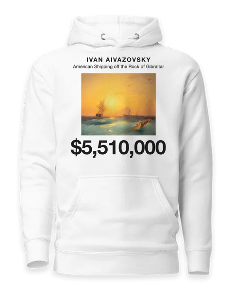 American Shipping off the Rock of Gibraltar by Ivan Aivazovsky, on a white hoodie