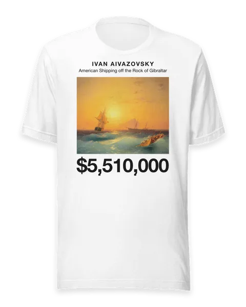 American Shipping off the Rock of Gibraltar by Ivan Aivazovsky, on a white t-shirt