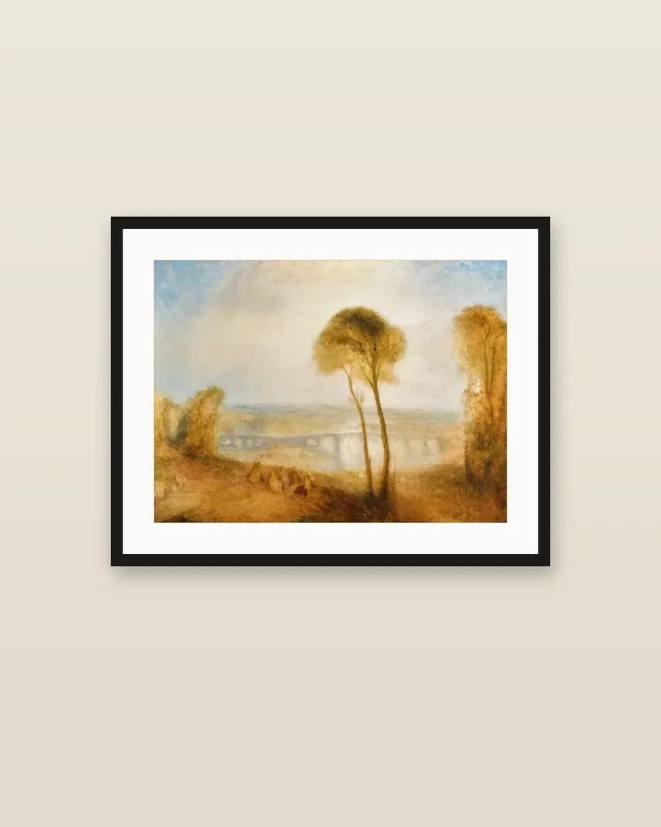 Landscape with Walton Bridges by J. M. W. Turner, framed