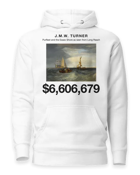 Purfleet and the Essex Shore as seen from Long Reach by J.M.W. Turner, on a white hoodie