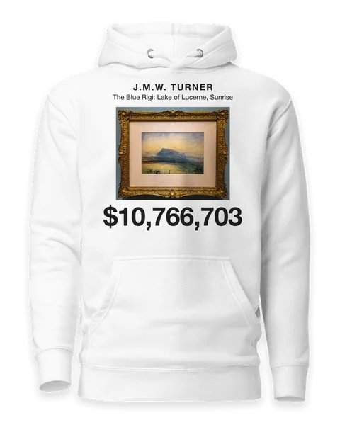 The Blue Rigi: Lake of Lucerne, Sunrise by J.M.W. Turner, on a white hoodie